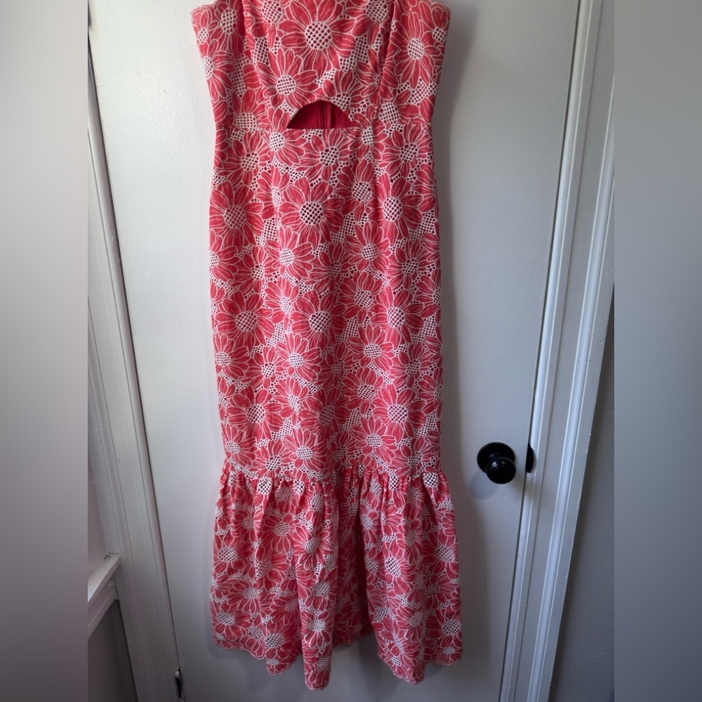 Milly Breanna Tournesol Eyelet Pink Ruffled Tiered Maxi Dress - Picture 7 of 11